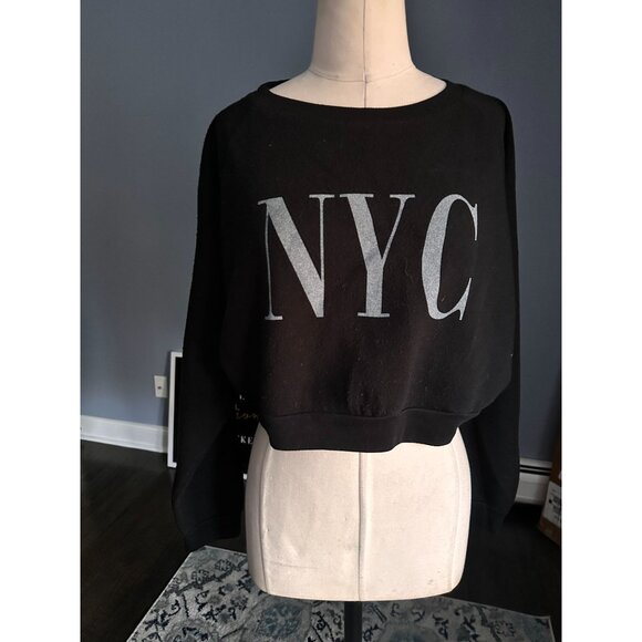 PST Project Social T black L/S cropped sweatshirt NYC on front Medium - Picture 1 of 3